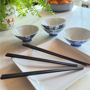 Elegant Cherry Blossom Pattern Fiberglass Chopsticks. Set of 5 Dishwasher Safe